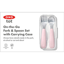Load image into Gallery viewer, OXO Tot On-The-Go Fork And Spoon Set - Blossom