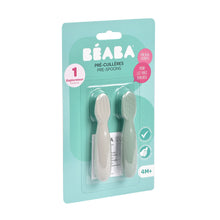 Load image into Gallery viewer, Beaba Silicone Pre-Spoons 2 Pack - Sage Green/Velvet Grey
