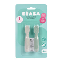 Load image into Gallery viewer, Beaba Silicone Pre-Spoons 2 Pack - Sage Green/Velvet Grey
