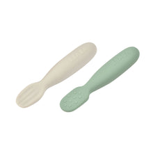 Load image into Gallery viewer, Beaba Silicone Pre-Spoons 2 Pack - Sage Green/Velvet Grey