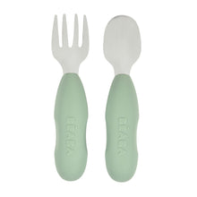 Load image into Gallery viewer, Beaba Fork & Spoon Stainless Steel Pre-Cutlery - Sage Green