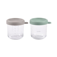 Load image into Gallery viewer, Beaba Glass Jars 250ml 2 Pack - Sage Green/Grey