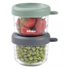 Load image into Gallery viewer, Beaba Set of 2 conservation Glass Jars 150ml (Mineral / Sage Green)
