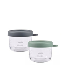 Load image into Gallery viewer, Beaba Set of 2 conservation Glass Jars 150ml (Mineral / Sage Green)
