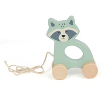 Load image into Gallery viewer, Bubble Wooden Raccoon Pull Along Toy