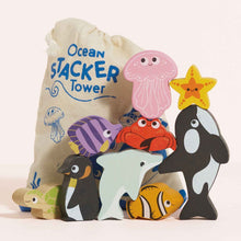Load image into Gallery viewer, Le Toy Van Wooden Stacking Animals & Bag - Ocean Life
