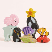 Load image into Gallery viewer, Le Toy Van Wooden Stacking Animals & Bag - Ocean Life