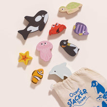Load image into Gallery viewer, Le Toy Van Wooden Stacking Animals & Bag - Ocean Life