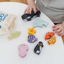 Load image into Gallery viewer, Le Toy Van Wooden Stacking Animals & Bag - Ocean Life