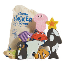 Load image into Gallery viewer, Le Toy Van Wooden Stacking Animals & Bag - Ocean Life
