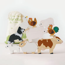 Load image into Gallery viewer, Le Toy Van Wooden Stacking Animals & Bag - Farmyard