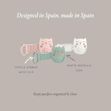 Load image into Gallery viewer, Suavinex Soother Clip with Ribbon - Bonhomia Owl Pink