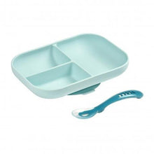 Load image into Gallery viewer, Beaba Silicone Suction Divided Plate & Spoon - Blue