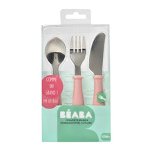 Load image into Gallery viewer, Beaba Stainless Steel Training Cutlery 3 Piece Set - Old Pink