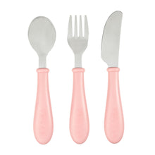 Load image into Gallery viewer, Beaba Stainless Steel Training Cutlery 3 Piece Set - Old Pink