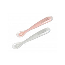 Load image into Gallery viewer, Beaba 1st Stage Silicone Spoon & Case 2 Pack - Light Mist/Old Pink