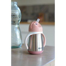 Load image into Gallery viewer, Beaba Stainless Steel Straw Cup 250ml - Vintage Pink