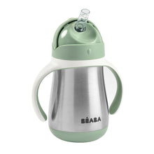 Load image into Gallery viewer, Beaba Stainless Steel Straw Cup 250ml - Sage Green