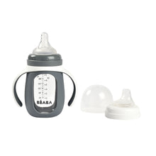 Load image into Gallery viewer, Beaba Glass Bottle with Silicone Protective Sleeve 210ml - Mineral Grey
