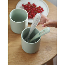 Load image into Gallery viewer, Beaba 1st Stage Silicone Spoon & Case 2 Pack - Velvet Grey/Sage Green