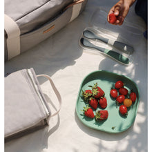 Load image into Gallery viewer, Beaba 1st Stage Silicone Spoons Two-tone Travel Set with Case - Mineral/Sage Green