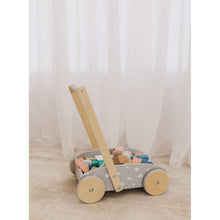 Load image into Gallery viewer, Bubble Wooden Baby Push Cart & Walker with 45 Building Blocks