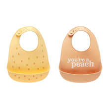 Load image into Gallery viewer, Pearhead Silicone Bib 2 Pack - You're a Peach
