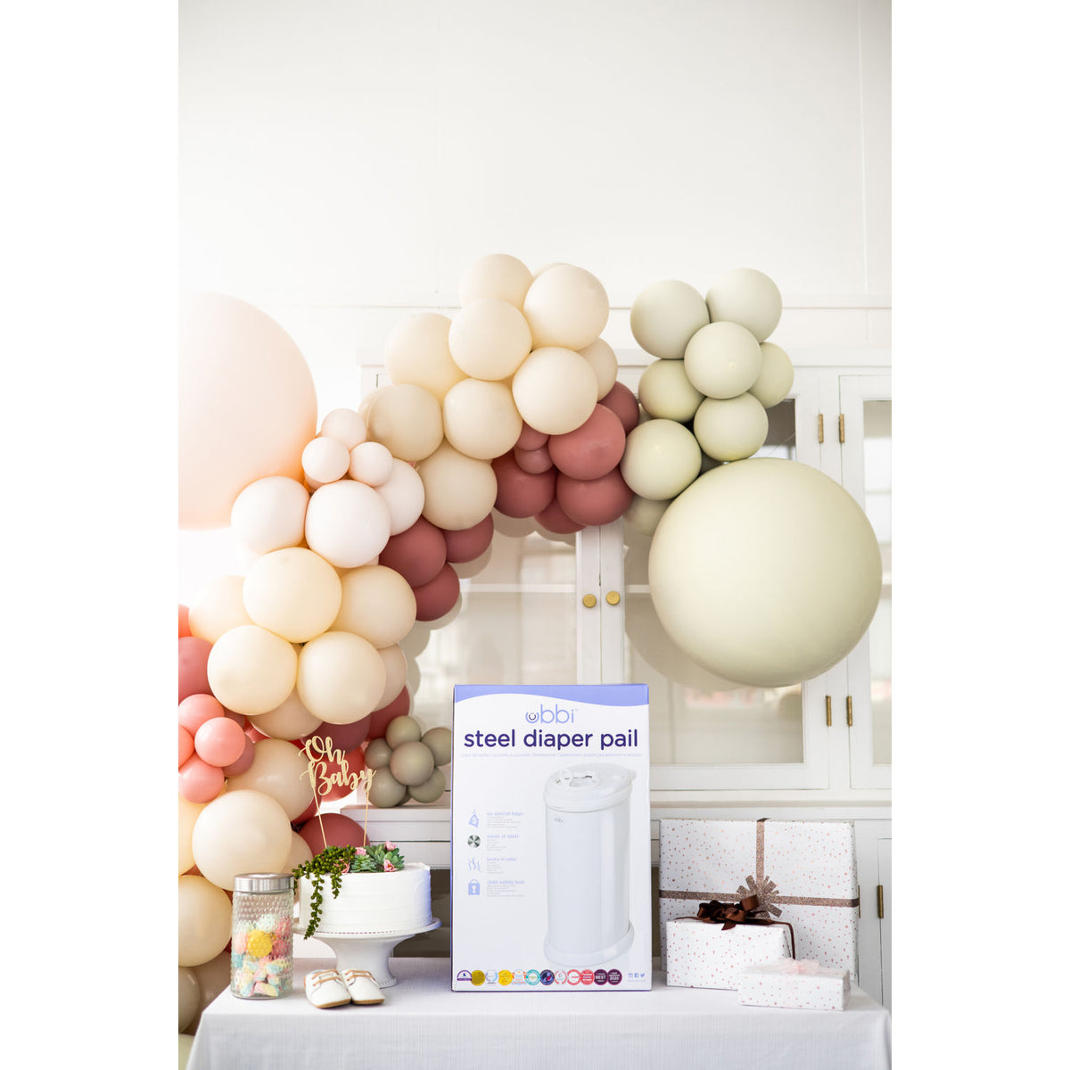 Ubbi Roestvrij staal Nappy Pail, Geurvergrendeling, Geen speciale tas nodig, Award-Winning, Registry Must-Have, Open Water