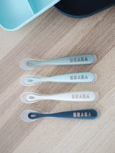 Load image into Gallery viewer, Beaba 1st Stage Silicone Spoons 4m+ 4 Pack - Eucalyptus/Airy Green/Light Mist/Dark Blue
