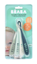 Load image into Gallery viewer, Beaba 1st Stage Silicone Spoons 4m+ 4 Pack - Eucalyptus/Airy Green/Light Mist/Dark Blue
