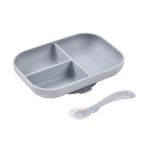 Load image into Gallery viewer, Beaba Silicone Suction Divided Plate &amp; Spoon - Pebble
