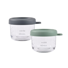 Load image into Gallery viewer, Beaba Set of 2 conservation Glass Jars 150ml (Mineral / Sage Green)
