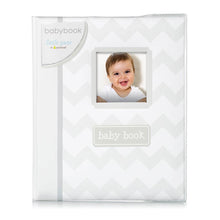 Load image into Gallery viewer, Pearhead Little Pear Chevron Baby Book - Grey
