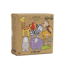 Load image into Gallery viewer, Le Toy Van Wooden Stacking Animals &amp; Bag - Africa
