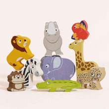 Load image into Gallery viewer, Le Toy Van Wooden Stacking Animals &amp; Bag - Africa
