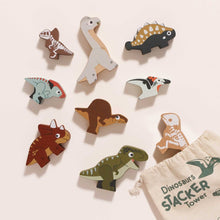 Load image into Gallery viewer, Le Toy Van Wooden Stacking Dinosaurs &amp; Bag - Jurassic
