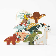 Load image into Gallery viewer, Le Toy Van Wooden Stacking Dinosaurs &amp; Bag - Jurassic
