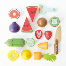 Load image into Gallery viewer, Le Toy Van Wooden Chopping Board &amp; Sliceable Play Food
