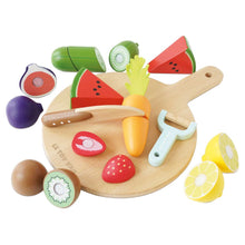 Load image into Gallery viewer, Le Toy Van Wooden Chopping Board &amp; Sliceable Play Food
