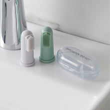Load image into Gallery viewer, Matchstick Monkey Finger Toothbrush With Portable Case - Grey &amp; Mint Green
