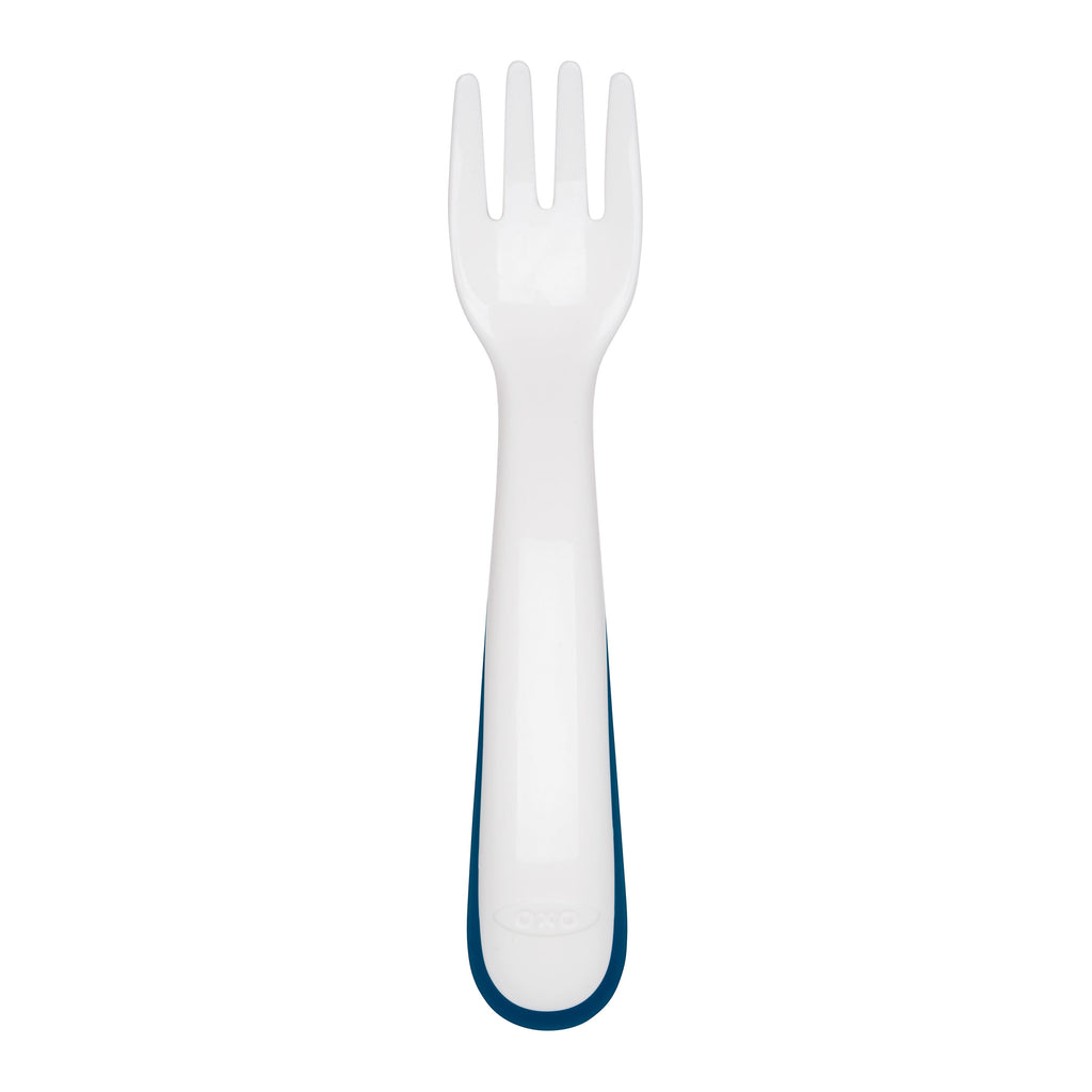 OXO Tot On-The-Go Plastic Fork And Spoon Set With Travel Case, Navy 