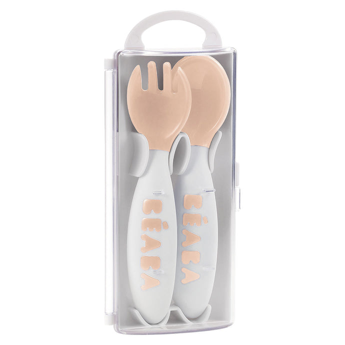 Beaba 2nd Stage Training Fork & Spoon with Case - Nude