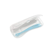 Load image into Gallery viewer, Beaba 1st Stage Silicone Spoon &amp; Case 2 Pack - Light Mist/Windy Blue
