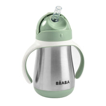 Load image into Gallery viewer, Beaba Stainless Steel Straw Cup 250ml - Sage Green
