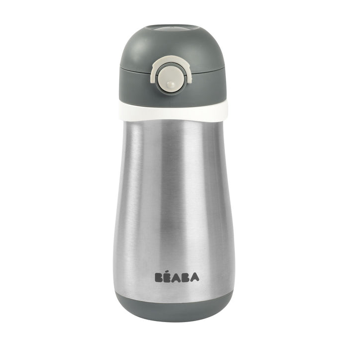 Beaba Stainless Steel Spout Bottle 350ml - Mineral Grey
