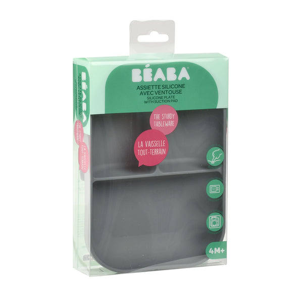 Beaba Silicone Suction Divided Plate - Mineral