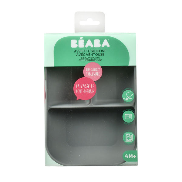 Beaba Silicone Suction Divided Plate - Mineral