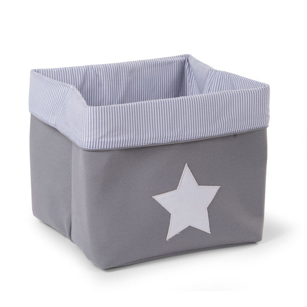 Childhome Canvas Storage Basket - Grey Stripes - 32x32x29CM