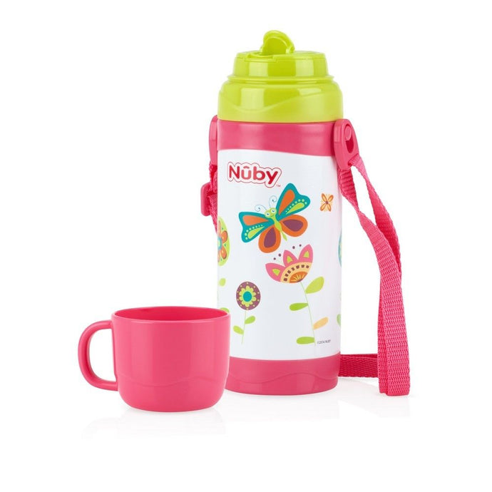 Nuby Stainless Steel Clik-it Flip-it Cup 360ml - Butterfly