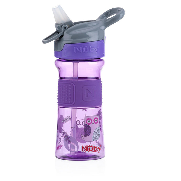 Nuby Soft Spout On the Go Sports Bottle with Push Button - Purple